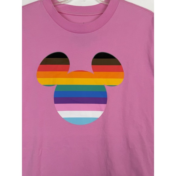 Disney World Parks T-Shirt unisex XLPink Pride Mickey Mouse Head Rainbow - Picture 2 of 6